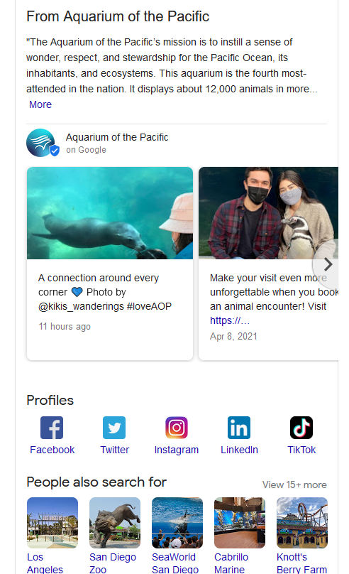 Local SEO Tips: An example of Google Posts by Aquarium of the Pacific